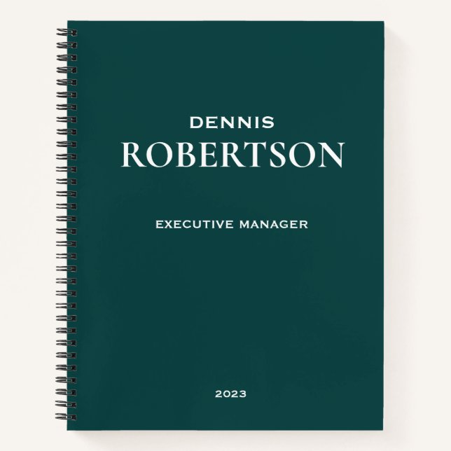 Cuaderno Verde azulado empresarial simple y personalizado (Anverso)