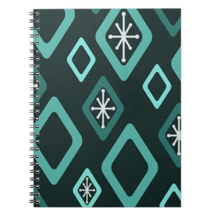 Cuaderno Verde azulados diamantes de mediados del siglo
