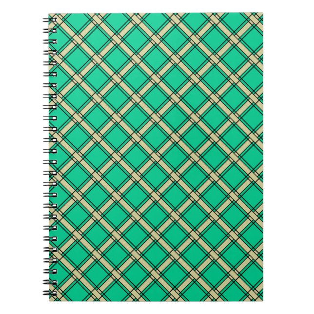 Cuaderno Verde beige , estampado de cuadros  (Frente)