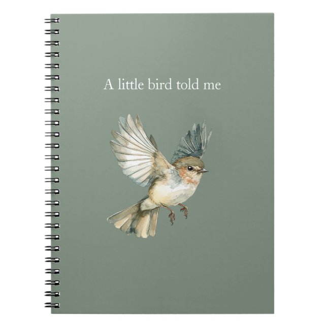 Cuaderno Verde Blanco Un Pajarito Me Lo Dijo (Frente)