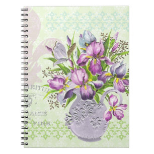 Cuaderno Verde caprichoso de las flores púrpuras