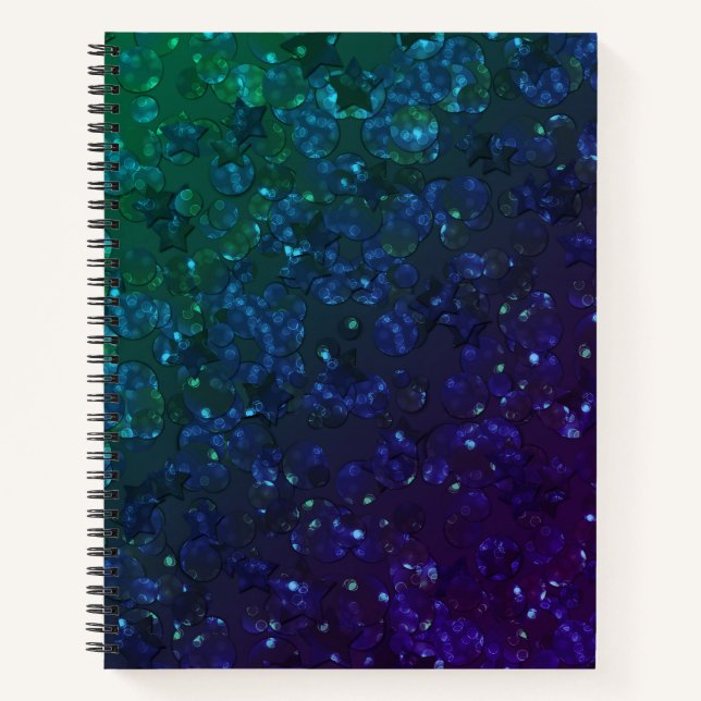 Cuaderno Verde, confetti, purpurina (Anverso)