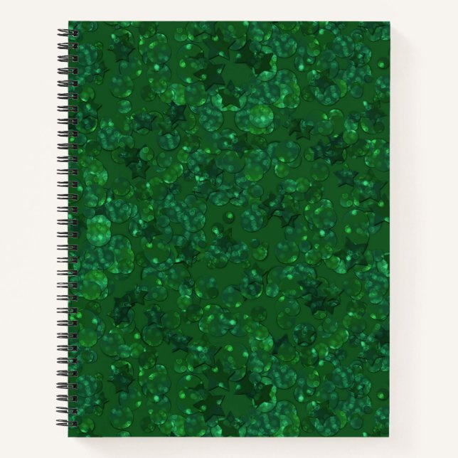 Cuaderno Verde, confetti, purpurina (Anverso)
