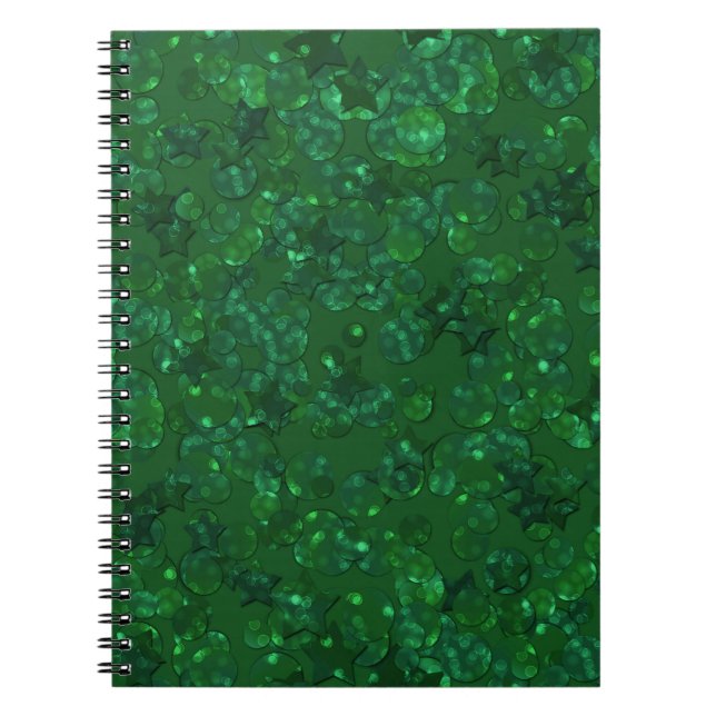 Cuaderno Verde, confetti, purpurina (Frente)