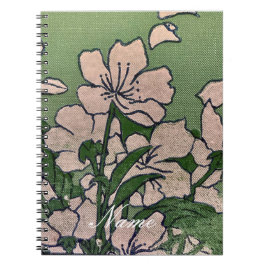 Cuaderno Verde de flores rosadas