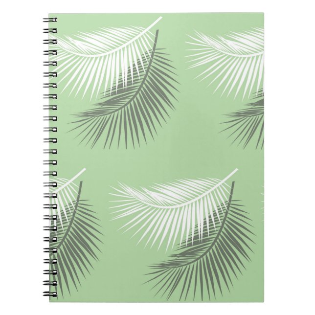 Cuaderno verde de la hoja de la palmera de verano moderna (Frente)