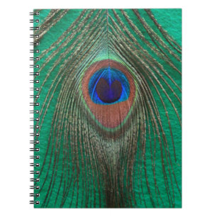 Cuaderno verde de la pluma del pavo real