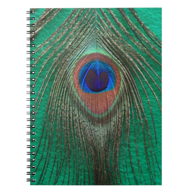 Cuaderno verde de la pluma del pavo real (Frente)