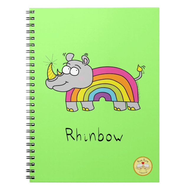 Cuaderno Verde del arco iris del Rhinbow Rhino (Frente)