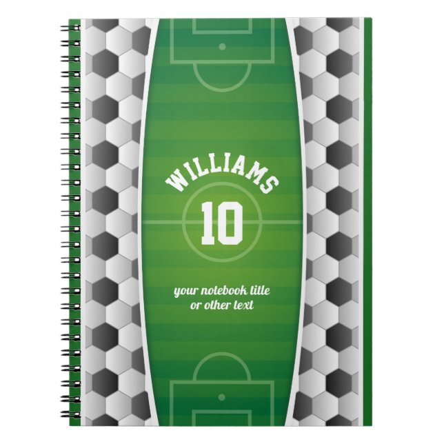 Cuaderno Verde del deporte de la bola del campo de fútbol (Frente)