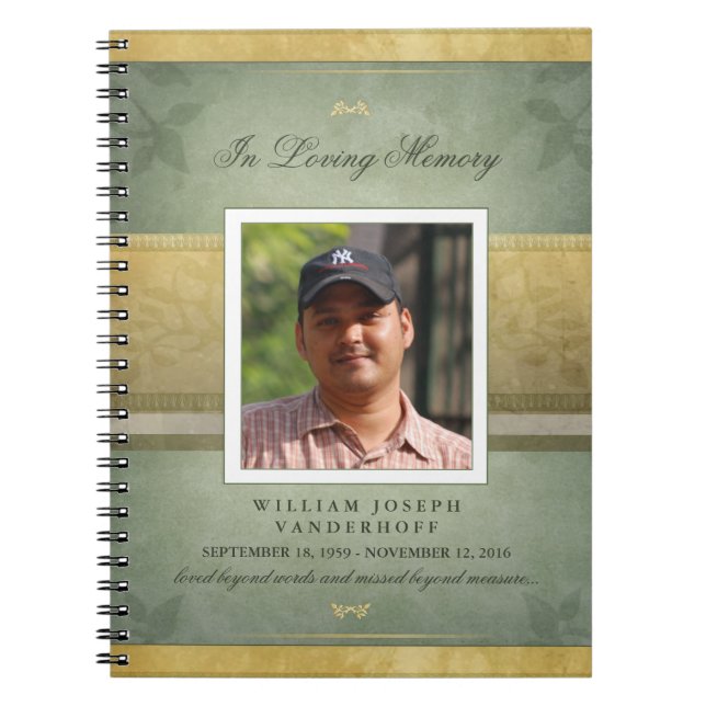 Cuaderno Verde elegante y libro de visitas fúnebre (Frente)
