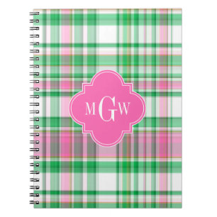 Cuaderno Verde Esmeralda Rosa Caliente Blanco Madras Monogr