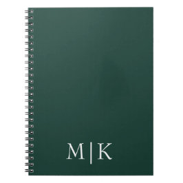 Cuaderno Verde esmeralda y blanco | Monograma moderno