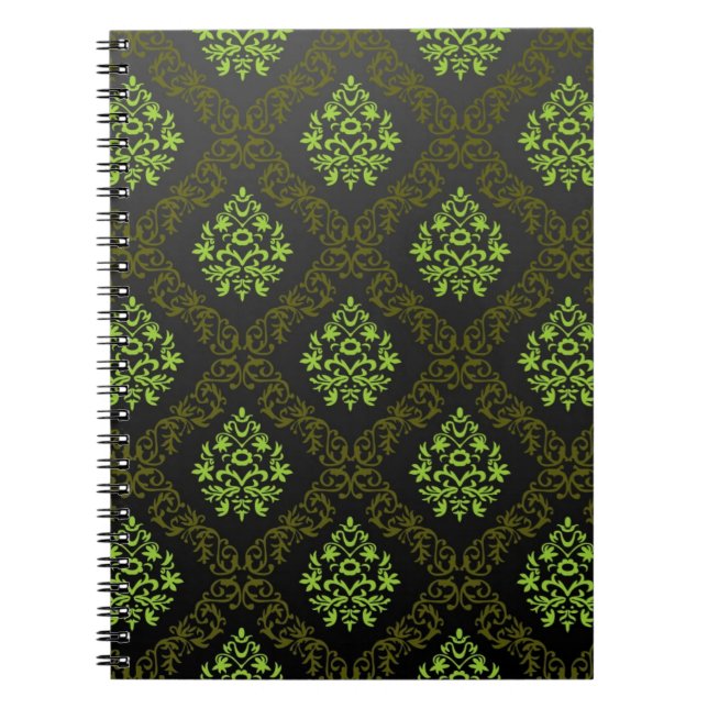 Cuaderno Verde floral del papel pintado (Frente)