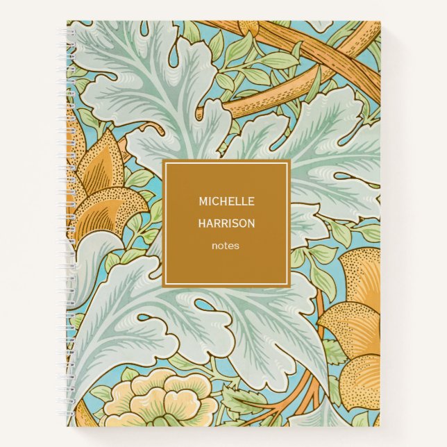Cuaderno Verde floral monograma verde amarillo botánico (Anverso)