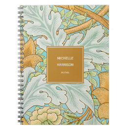 Cuaderno Verde floral monograma verde amarillo botánico
