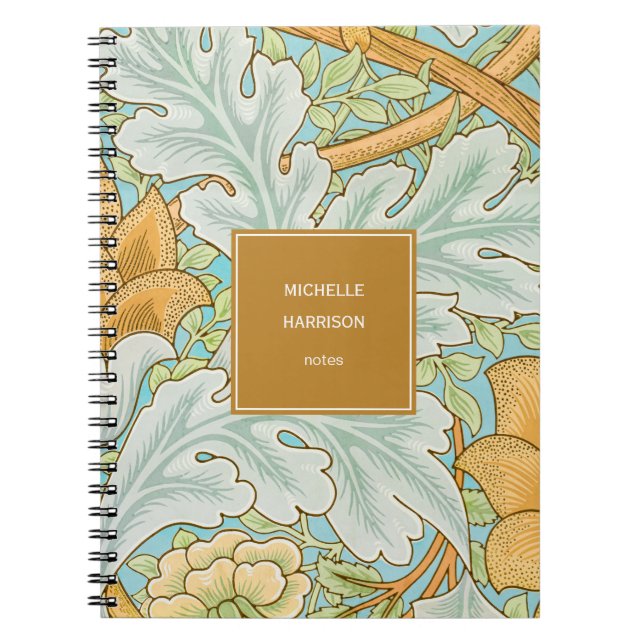 Cuaderno Verde floral monograma verde amarillo botánico (Frente)