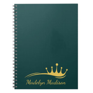 Cuaderno Verde gable monograma con corona moderna Minimalis