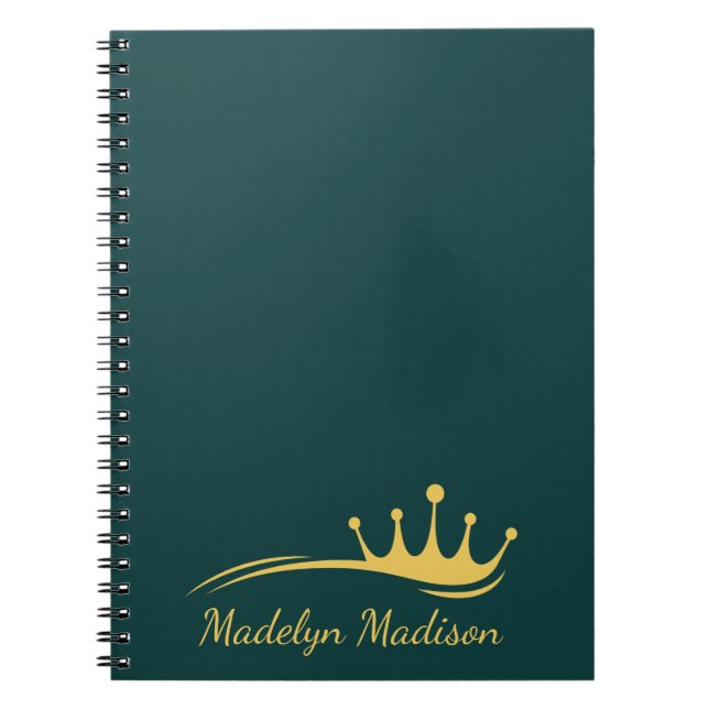 Cuaderno Verde gable monograma con corona moderna Minimalis (Frente)