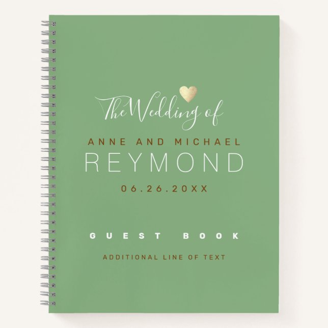 Cuaderno Verde Menta Libro de Firmas de Boda (Anverso)