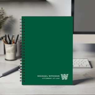 Cuaderno VERDE Minimal Monograma Inicial NEGOCIOS CORPORATI