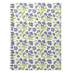 Cuaderno Verde Orgánico Floral Azul En Crema 0111A