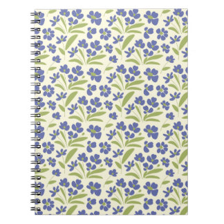 Cuaderno Verde Orgánico Floral Azul En Crema 0111A