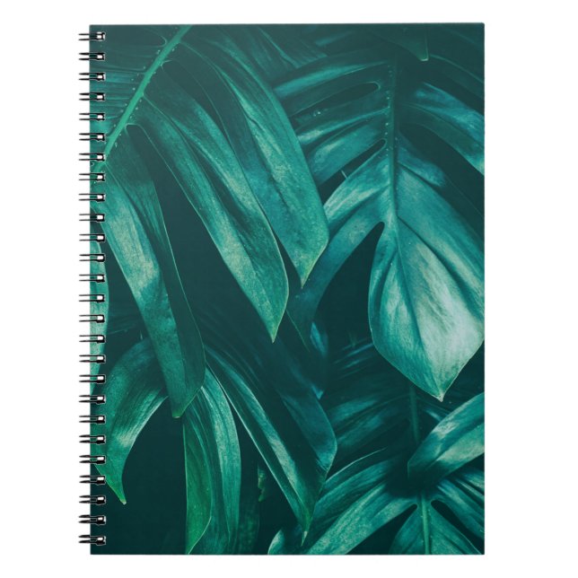 Cuaderno Verde oscuro, follaje de la selva tropical. (Frente)