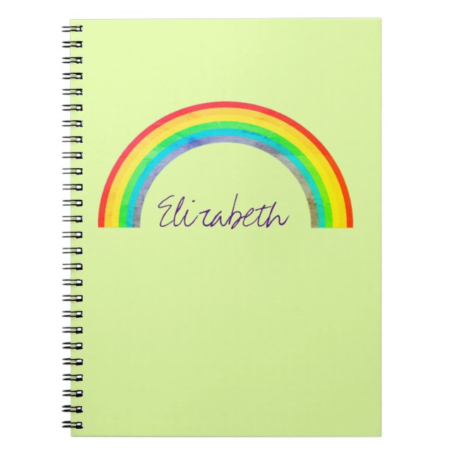 Cuaderno Verde personalizado arco iris descolorado (Frente)