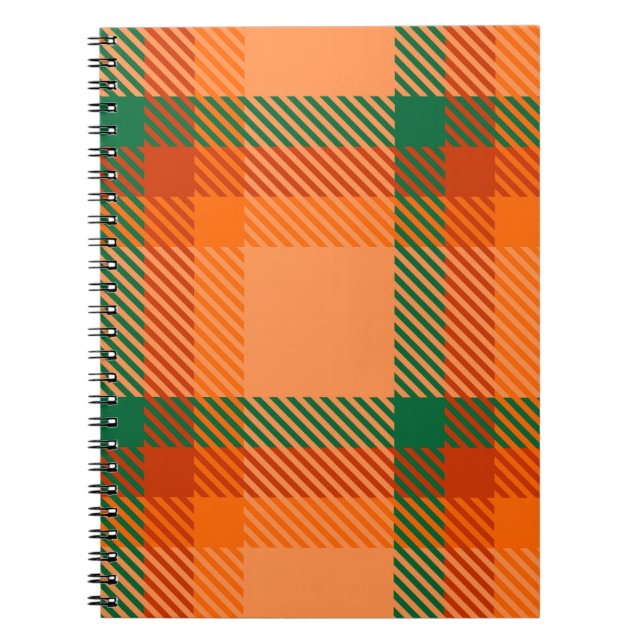 Cuaderno Verde, rojo, Naranja y escocés Tartán (Frente)