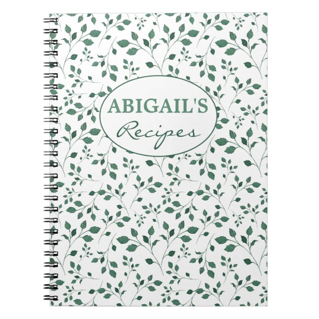 Cuaderno verde rústico del modelo del follaje de (Frente)