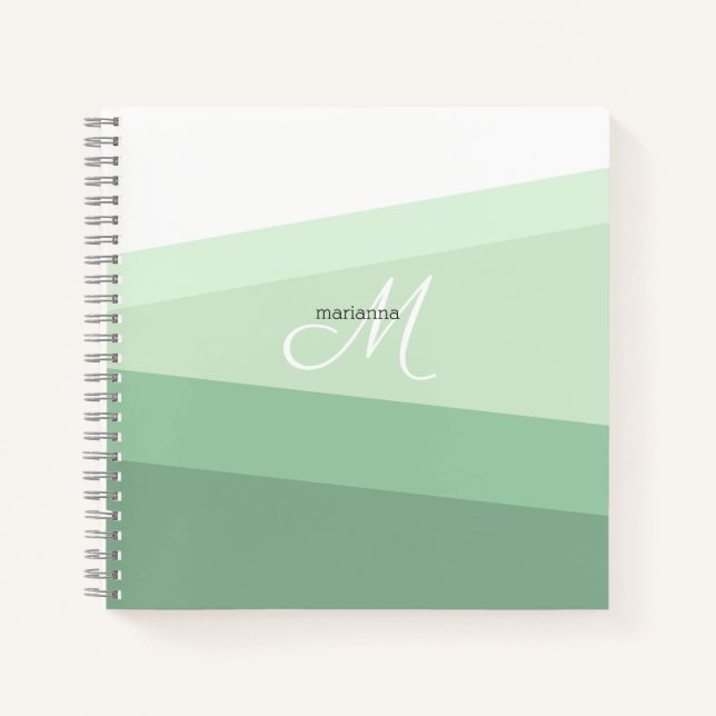 Cuaderno Verde sabio geométrico personalizado moderno (Anverso)