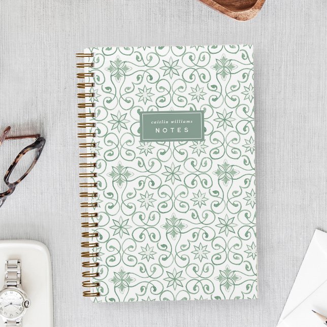 Cuaderno Verde Salvia | Baldosa Mediterránea Personalizada (Subido por el creador)