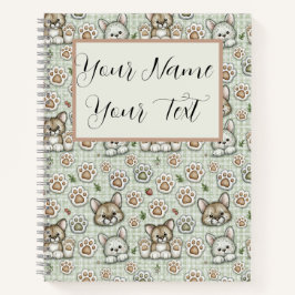 Cuaderno Verde Salvia Beige Cálido Nombre Personalizado Gi