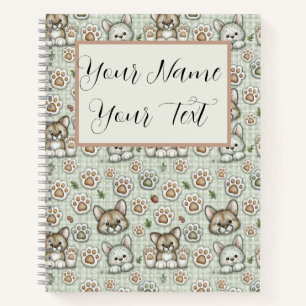 Cuaderno Verde Salvia Beige Cálido Nombre Personalizado Gi