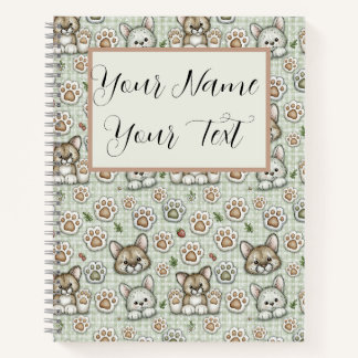 Cuaderno Verde Salvia Beige Cálido Nombre Personalizado Gi