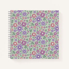 Cuaderno verde salvia calmado patrón floral caprichoso
