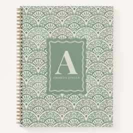 Cuaderno Verde Salvia Costero Escalonado Personalizado 