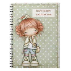 Cuaderno Verde Salvia Jengibre Rojo Pastel Rosa Lunares Ret