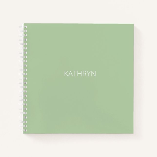 Cuaderno verde salvia sólido natural (Anverso)