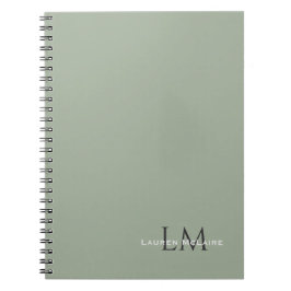 Cuaderno Verde Salvia Terroso Orgánico Moderno Monograma