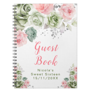Cuaderno Verde Salvia y Rosa Floral Sweet Sixteen