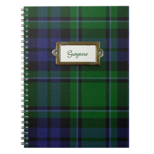 Cuaderno verde y azul de la tela escocesa de