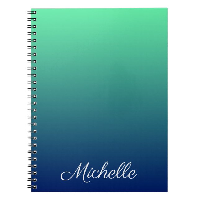 Cuaderno Verde y azul personalizados sombríos (Frente)