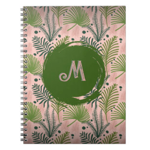 Cuaderno Verdor botánico Hojas de color de agua Monograma