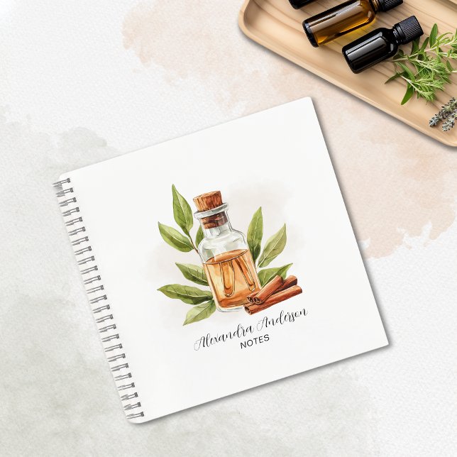 Cuaderno Verdor Cinnamon Aceites esenciales acuarela (Greenery Cinnamon Essential Oils Watercolor Notebook)