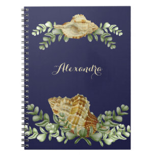 Cuaderno Verdor conchas náuticas de conchas marinas costa