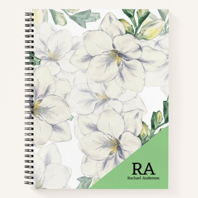 Cuaderno Verdor floral monogramado Iniciales profesionales (Anverso)
