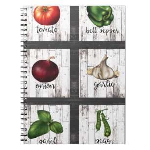 Cuaderno Verduras y hierbas Cocina de comida moderna rústic