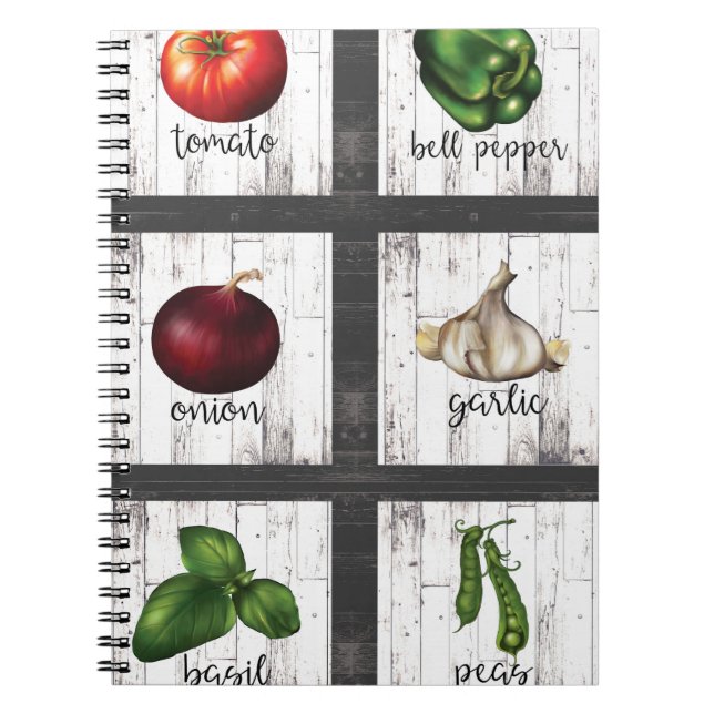 Cuaderno Verduras y hierbas Cocina moderna rústica Comida (Frente)